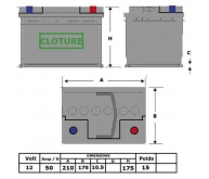 Batterie clôture renforcée 12 V - 50 Ah